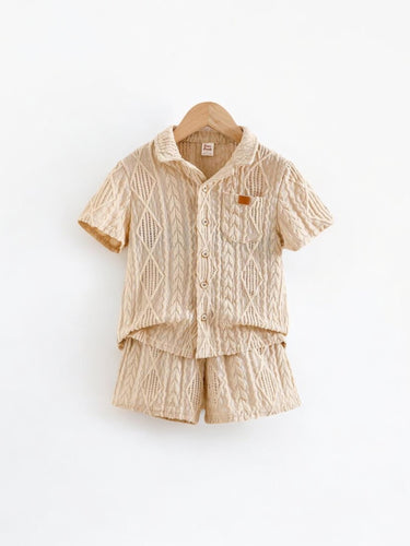 2 pc beige beach boy set