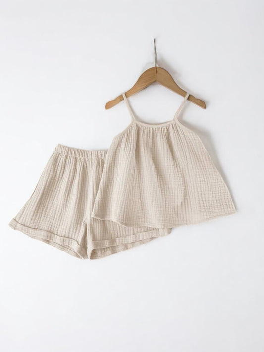 Linen beige 2 pc girl set