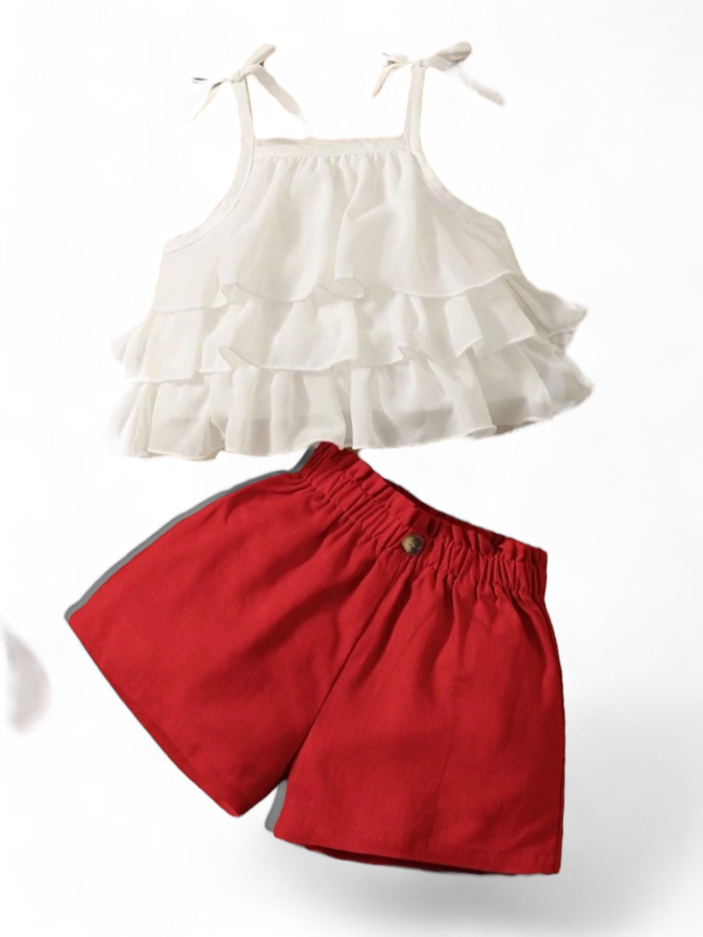 Ruffle top with red pants baby set