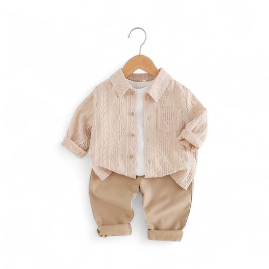 Beige 2pc boys baby set