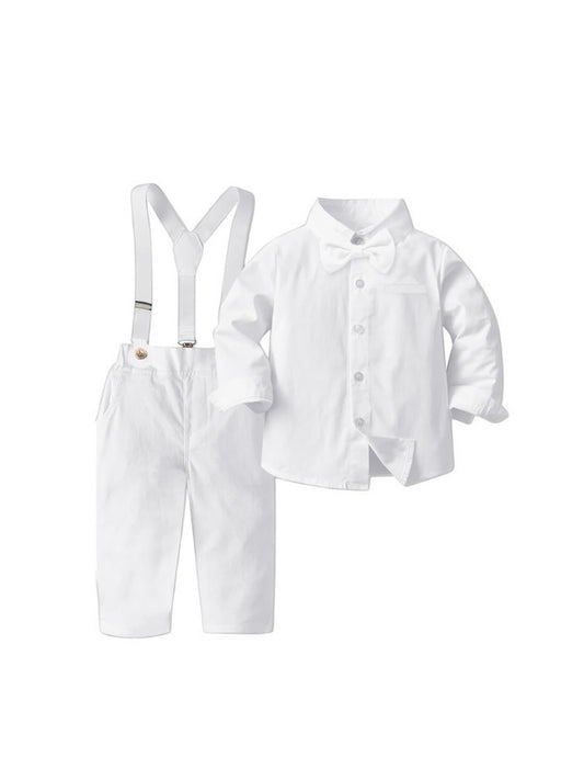 White formal suspender set boy formal suit