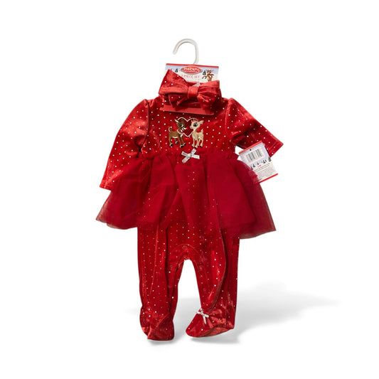 Christmas red baby set with headband