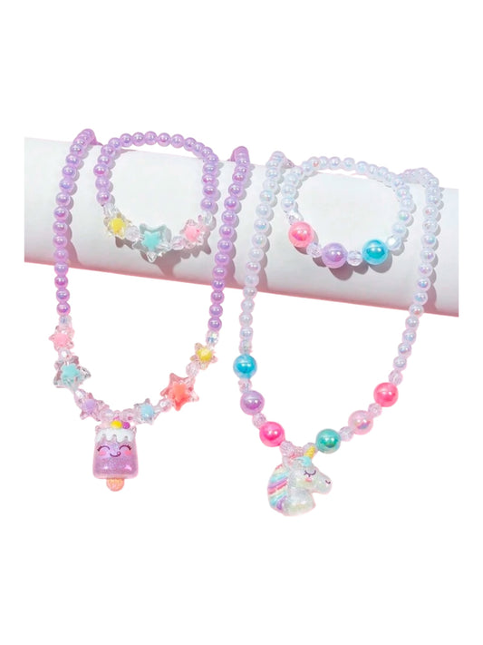 Unicorn & lipgloss jewelry set