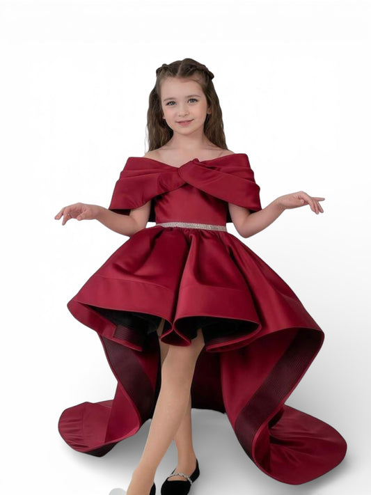 Ballroom red dress with train