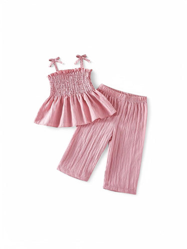 Pink beach linen  2pc baby set
