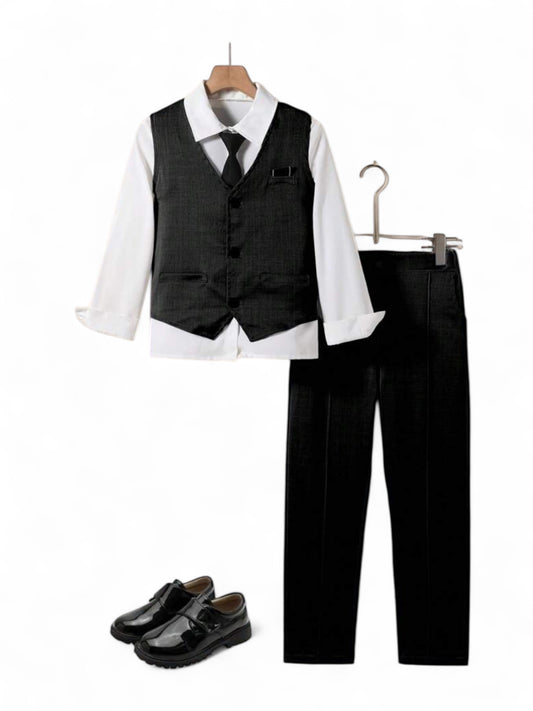 Pre teen boys black vest set 2k5