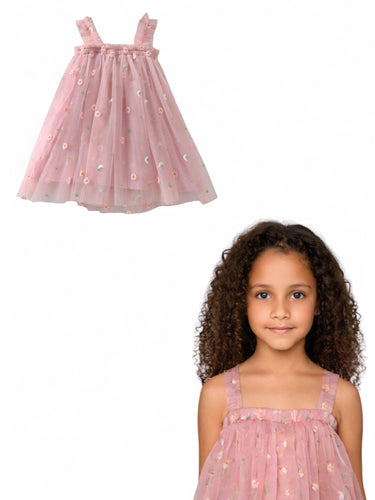 Baby doll pink floral girl dress