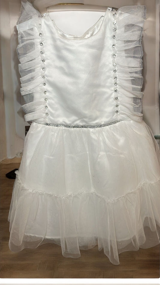 White dress graduation with rhinestones