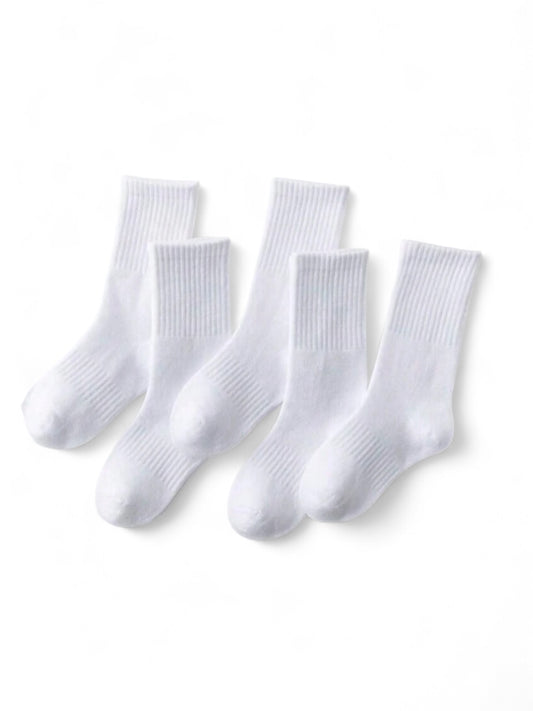 5 pairs pre teen boys white socks