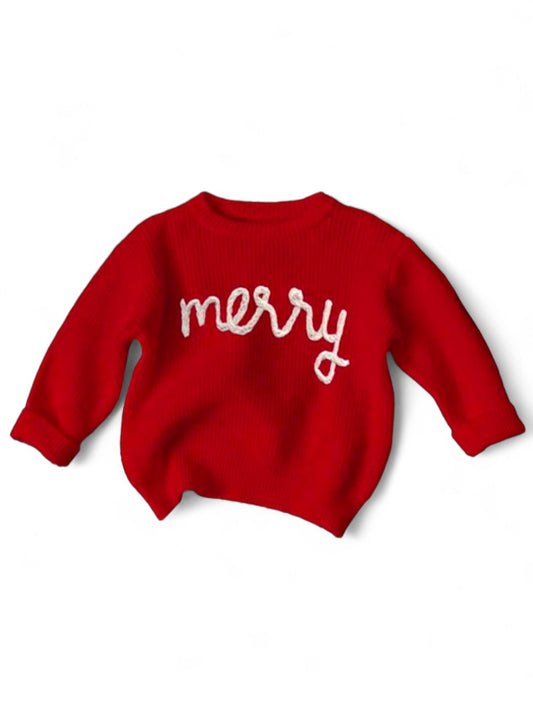 Merry red baby sweater