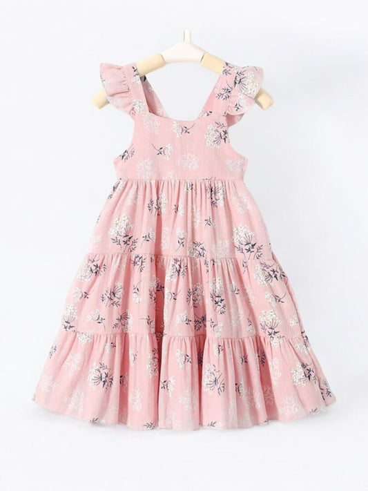 Pink floral girl dress