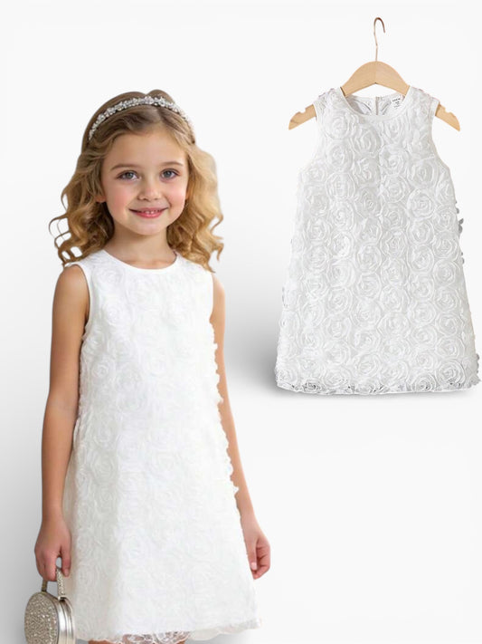 Short sleeve girls white dress
