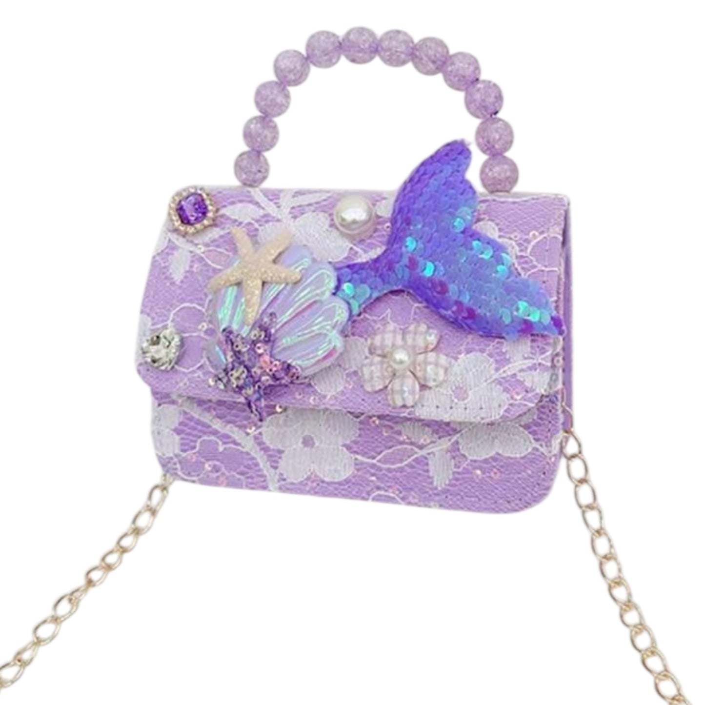 Mermaid with pearl girl purse 2k6