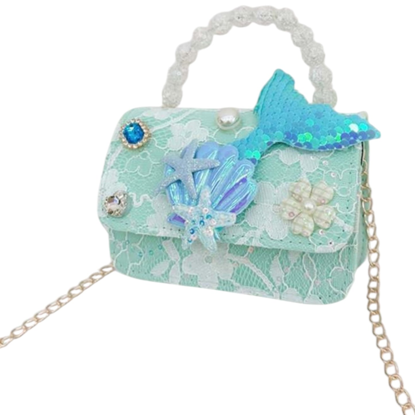 Mermaid with pearl girl purse 2k6