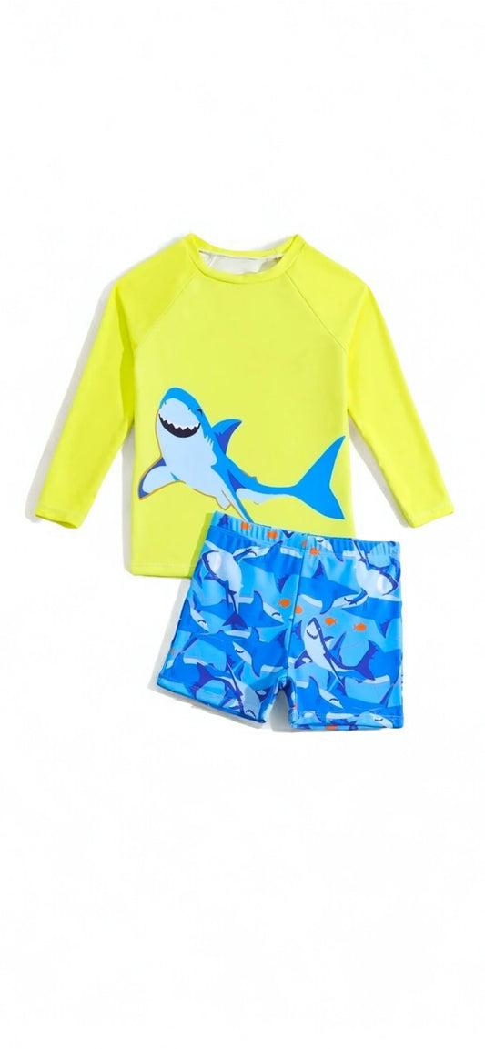 Shark 2pc long sleeve top with pants boy swimsuit
