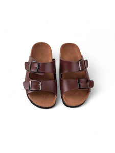 Dark Brown Double buckled boy sandals slides