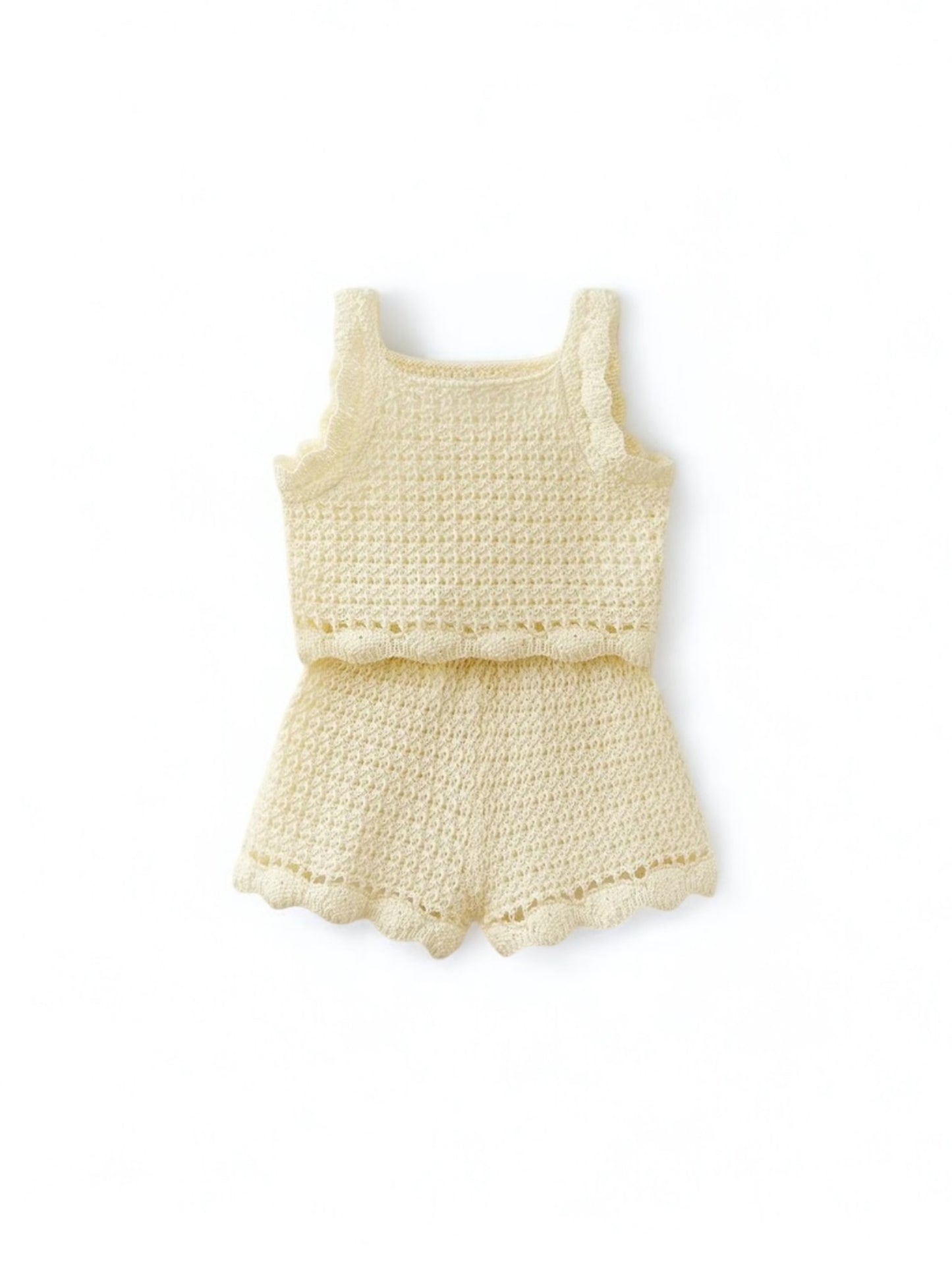 Crochet beige 2 pc girl set