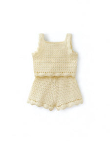 Crochet beige 2 pc girl set