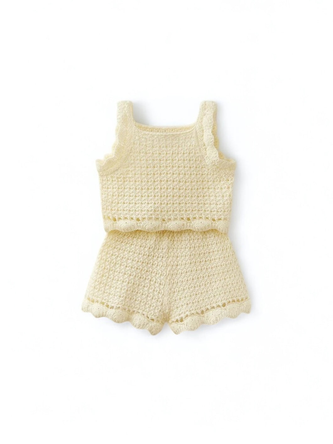Crochet beige 2 pc girl set