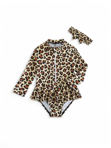 Cheetah print baby swimsuit