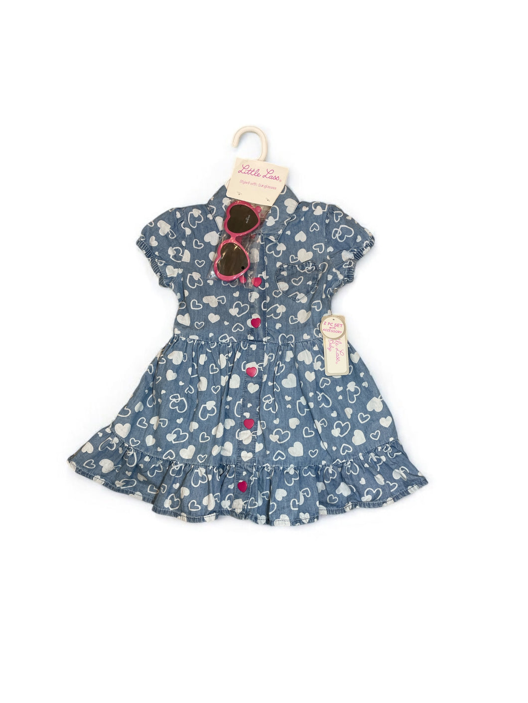 Little lass baby dress with sunglasses baby set