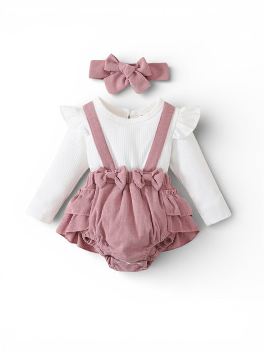 Pink romper with headband