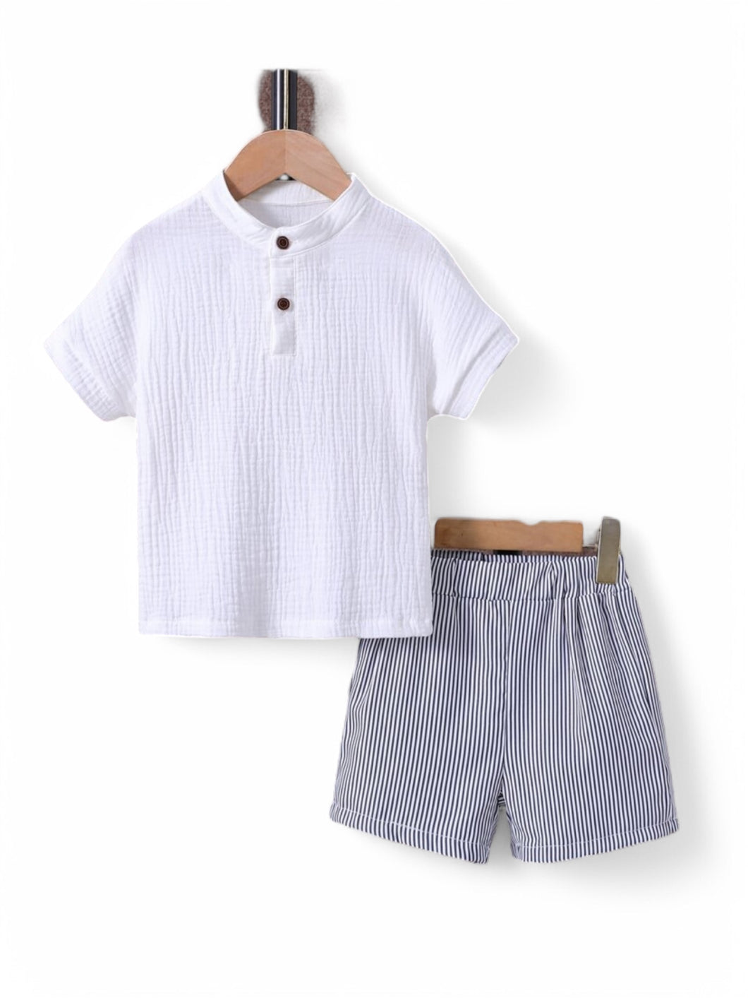 White shirt with blue shirt pants boys set