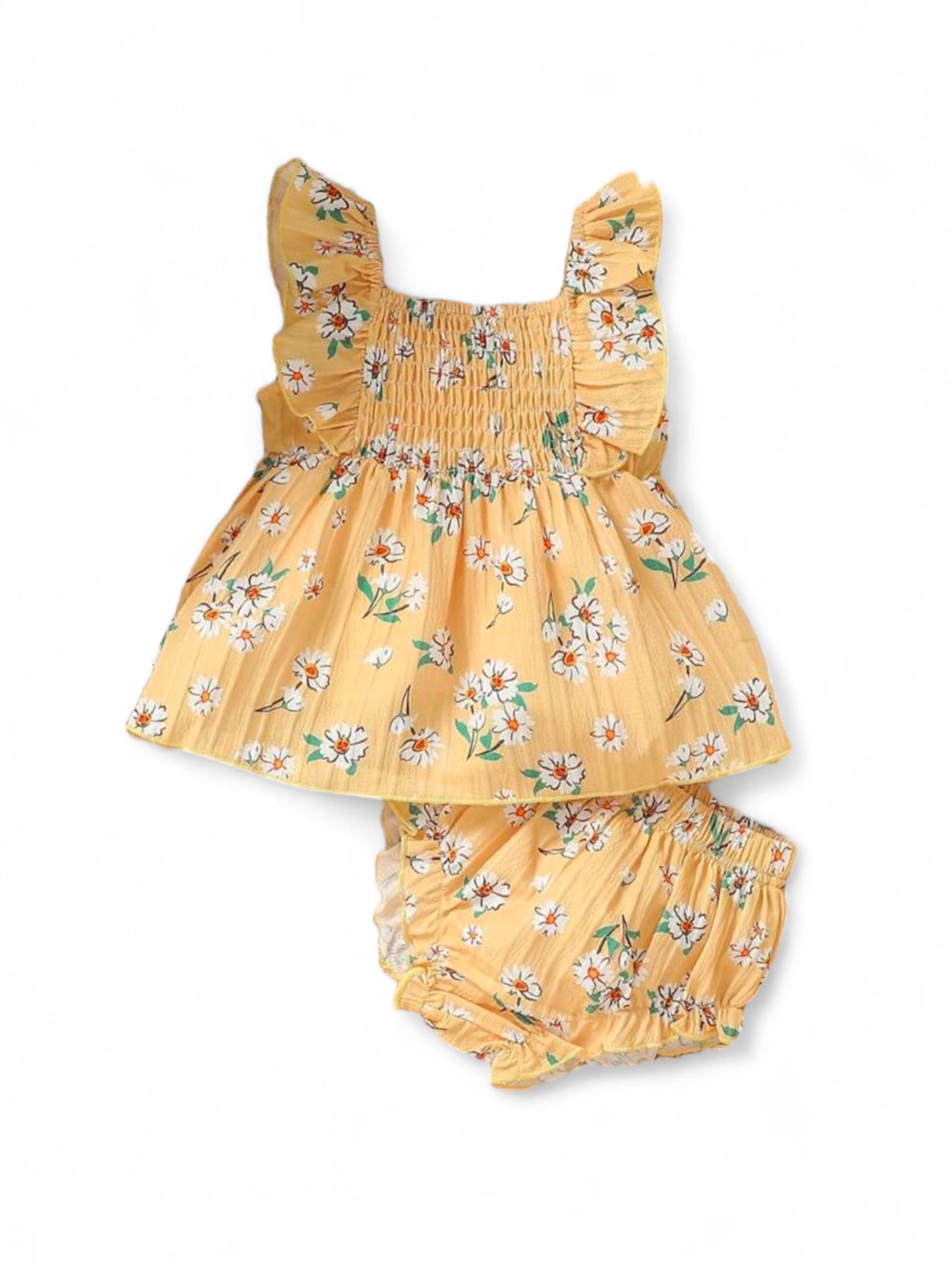 Yellow sunflower floral baby set