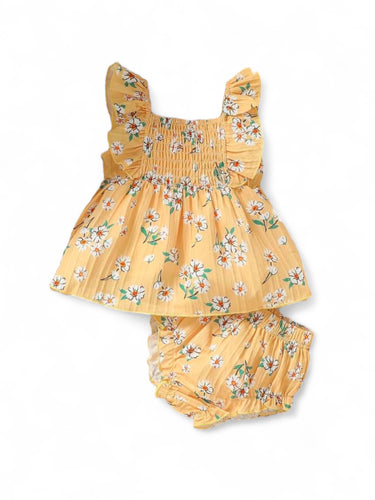 Yellow sunflower floral baby set