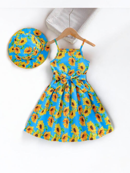 Blue sunflower girl dress