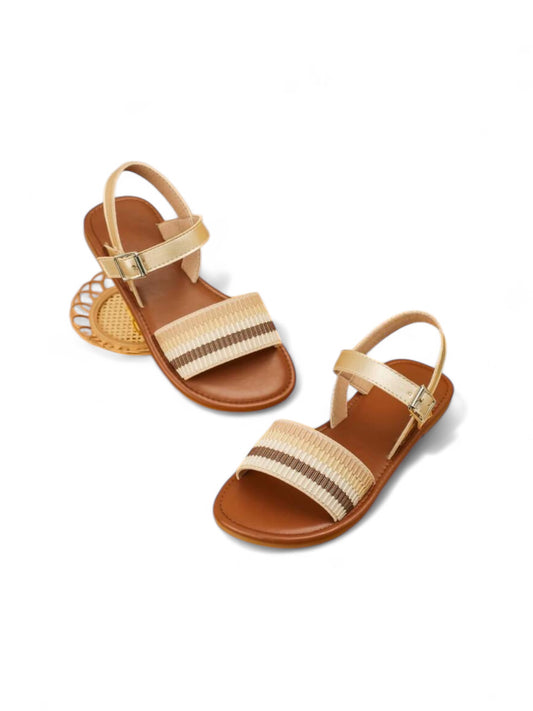 Multi color brown stripes girl sandals