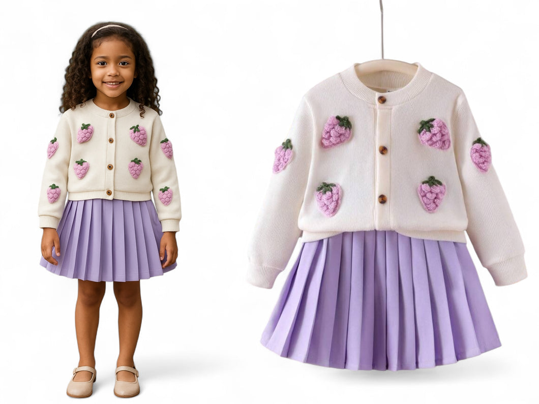 Purple grapes sweeter with purple skirt girls set