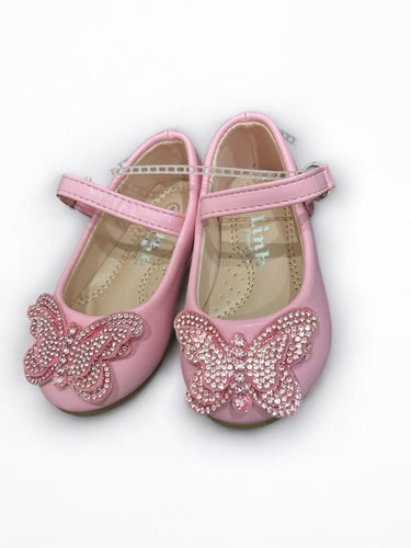Pink butterfly girl formal shoes