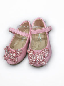 Pink butterfly girl formal shoes