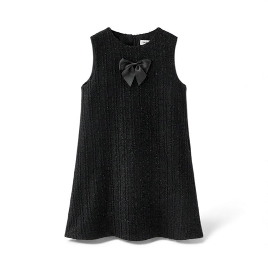 Fancy black bow girls black dress