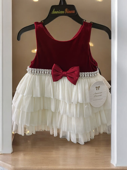 Red velvet baby girl formal dress