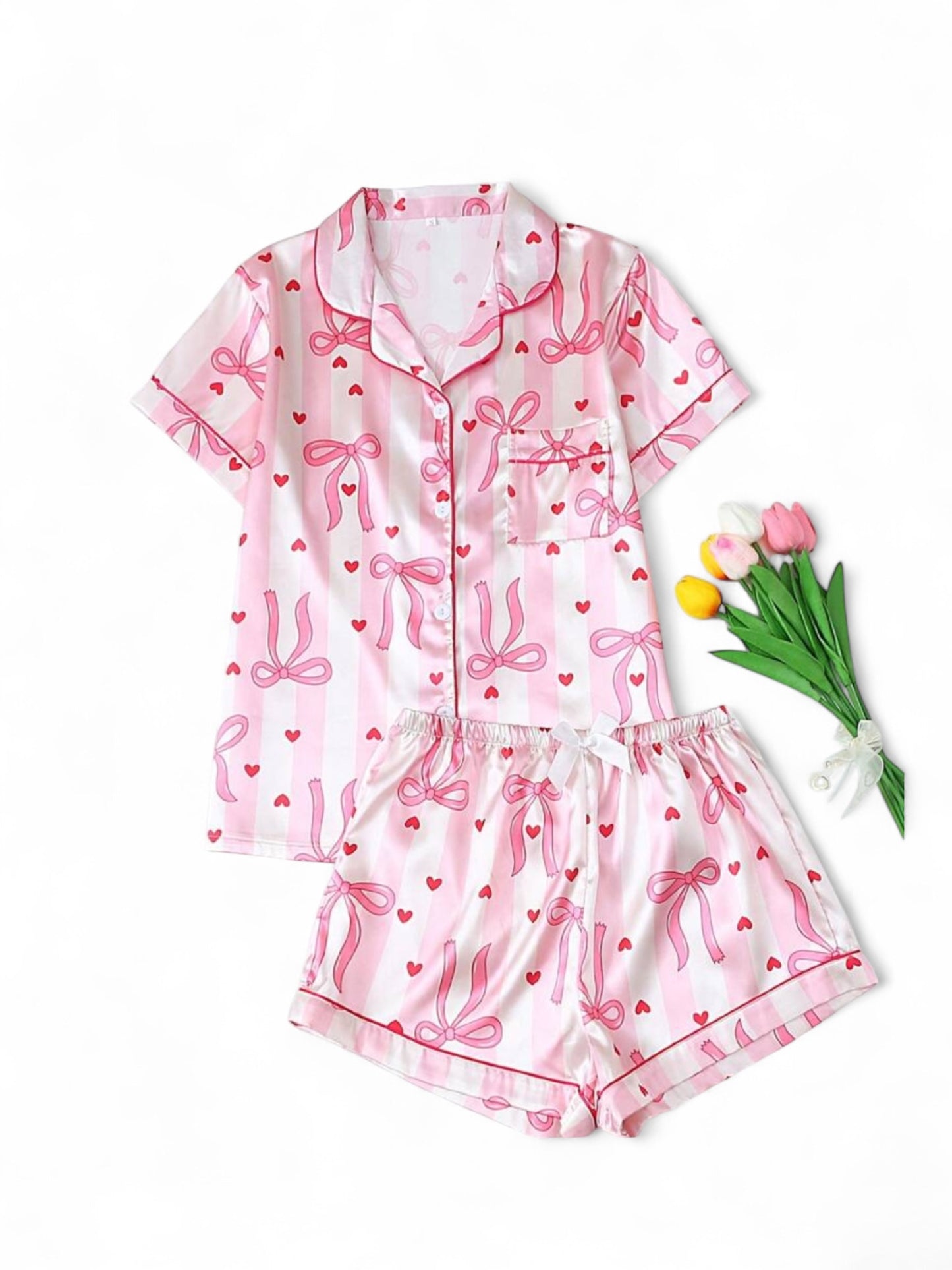 Pink bow teen girls pj