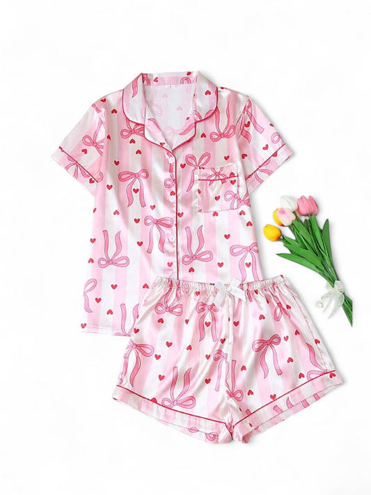 Pink bow teen girls pj
