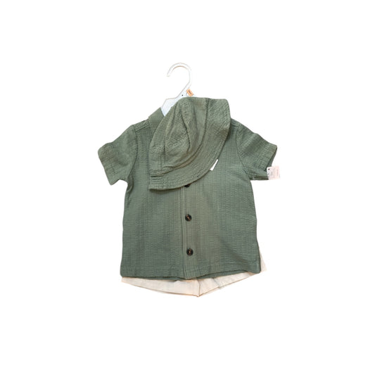 Green with brown shorts carters 3pcs including hat baby set