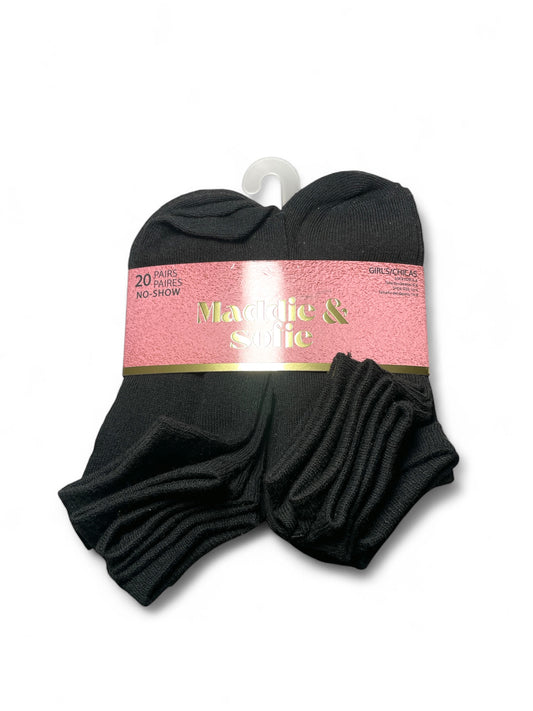 Maddie & Sophie girls black socks 20pk