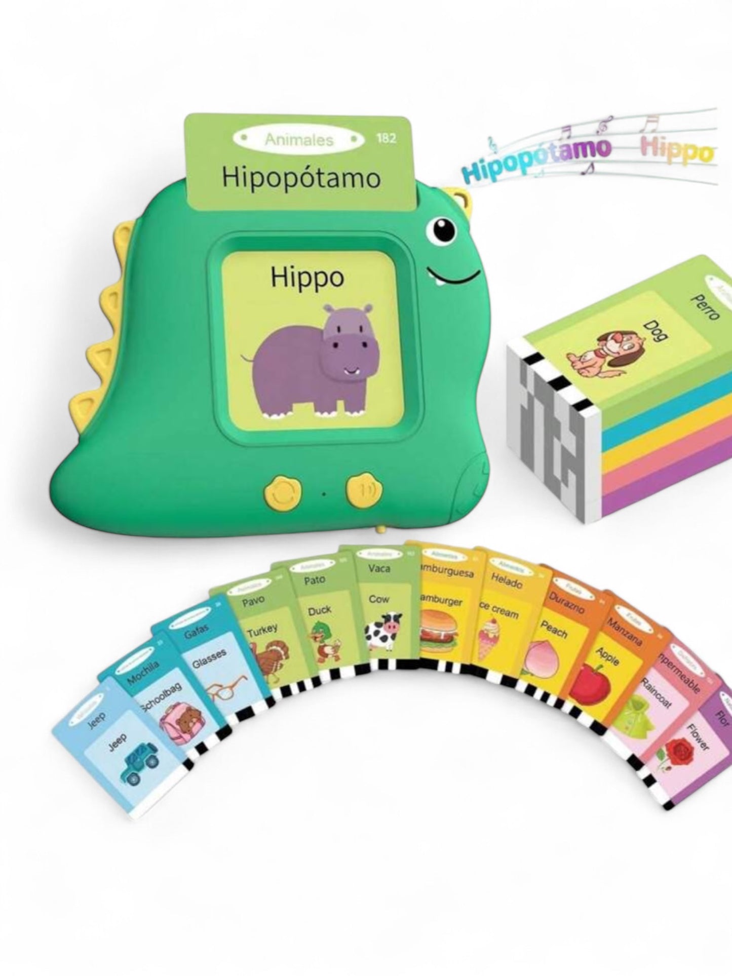 Pink Dino bilingual speech flash card toy