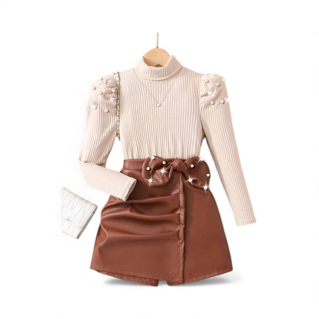 Tan Brown leather girls set