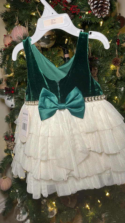 American princes green velvet dress with pearls