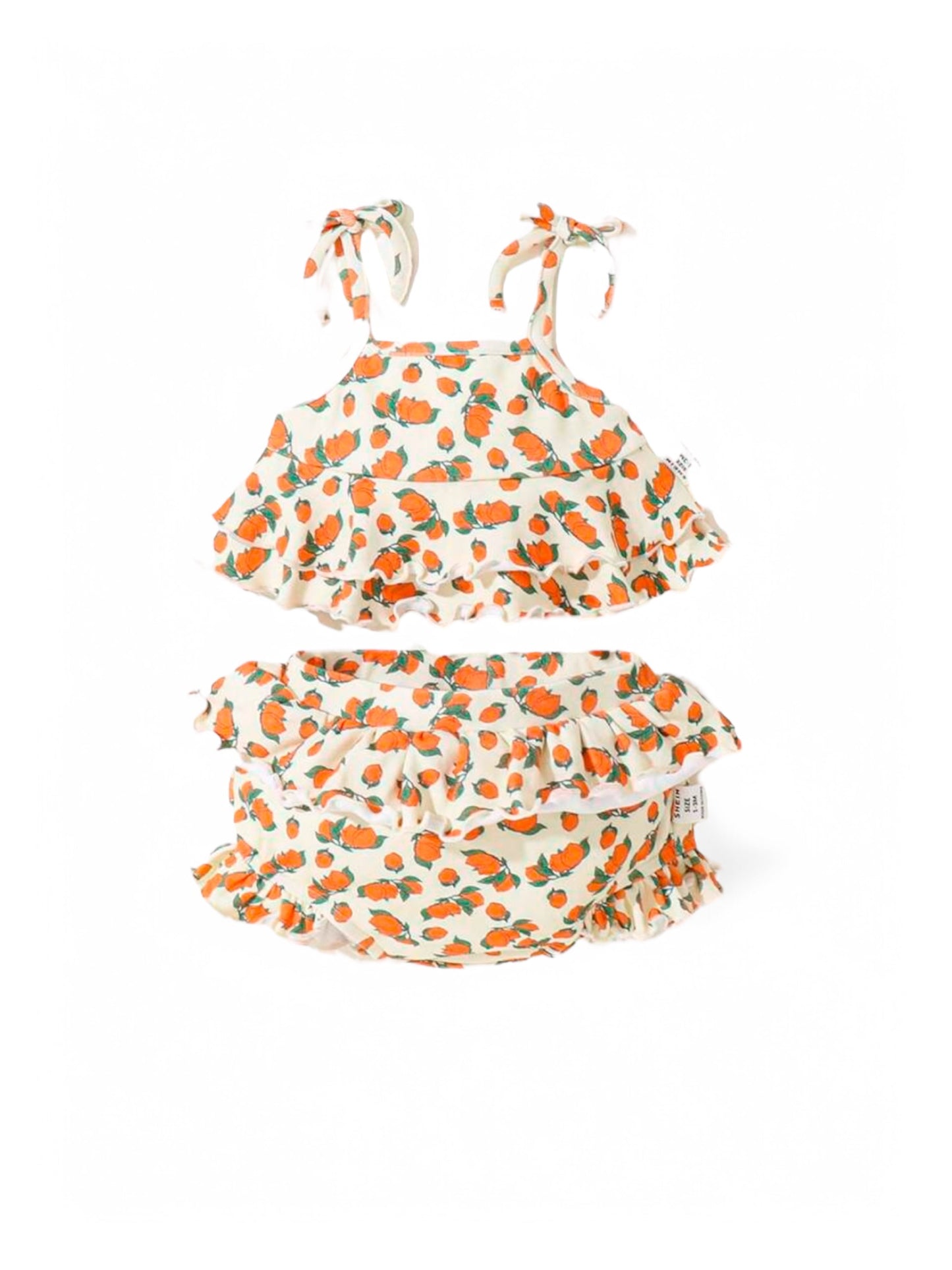 Orange lemon pattern baby set including top & ruffle bottom