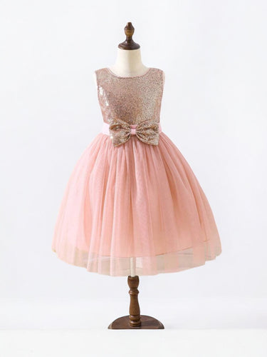 Pink gold long girl dress