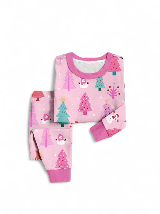 Pink Christmas tree  toddler girls pj