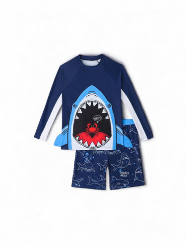 Shark with crab help boy swimsuit