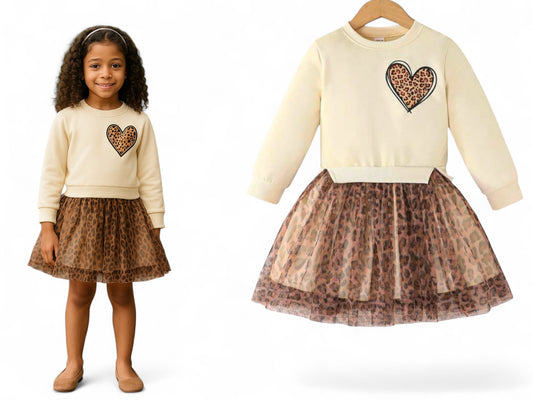 Cheetah print girls sweater dress
