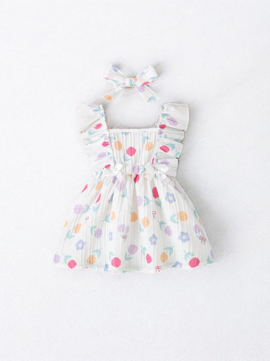 Tulips baby dress with head band