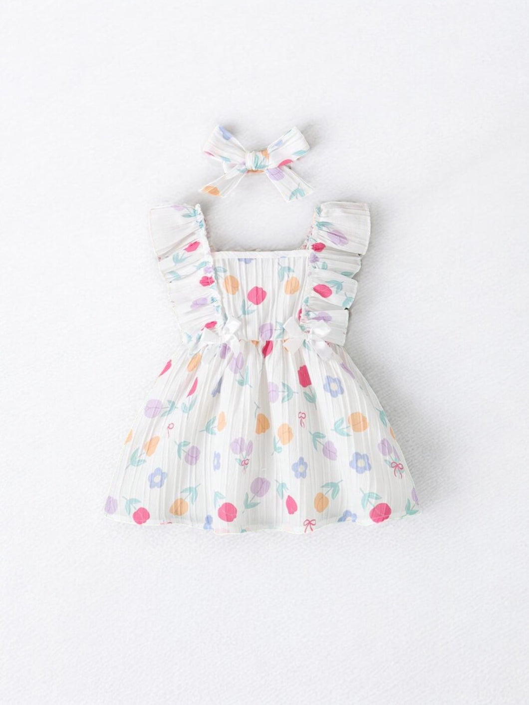 Tulips baby dress with head band